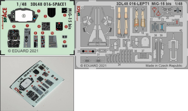 SPACE 3D Detailset Mikoyan MiG15Bis Fagot (Bronco, Hobby 2000) 3DL48016