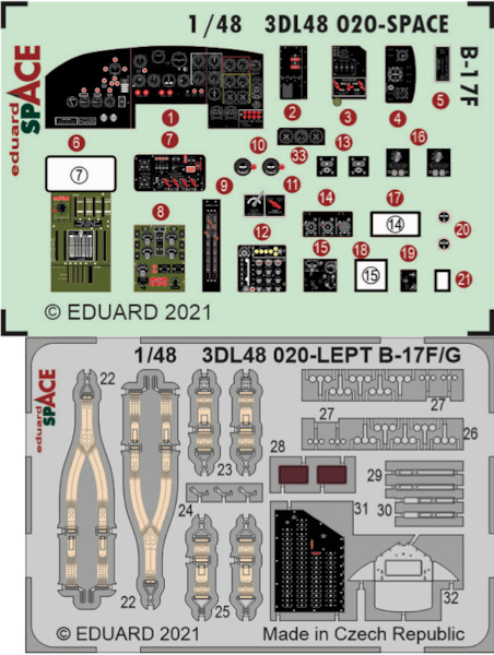 SPACE 3D Detailset B17F Flying Fortress (Hong Kong Models)  3DL48020