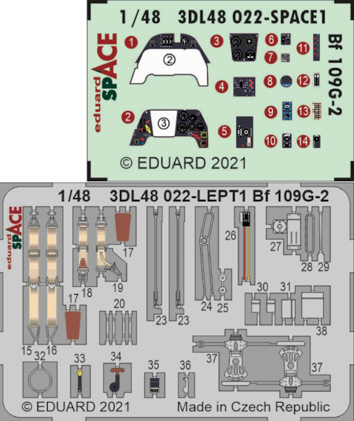 SPACE 3D Detailset Messerschmitt BF109G-2  (Eduard)  3DL48022