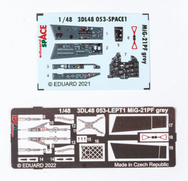 SPACE 3D Detailset Mikoyan MiG21PF Fishbed (Eduard)  - Grey-  3DL48053