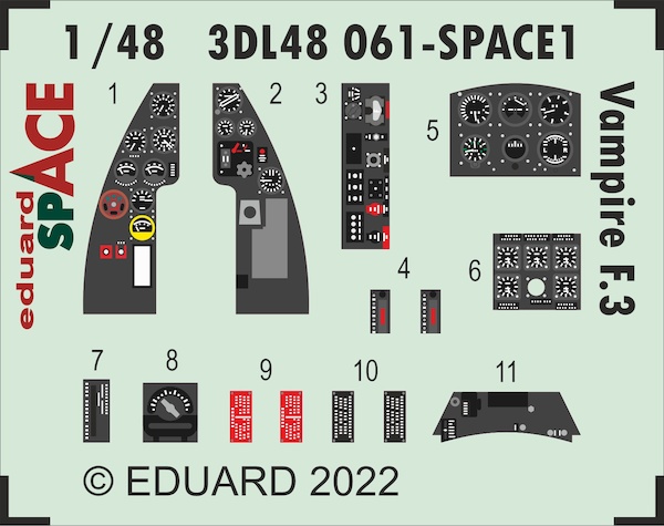 SPACE 3D Detailset Vampire F3 (Airfix)  3DL48061