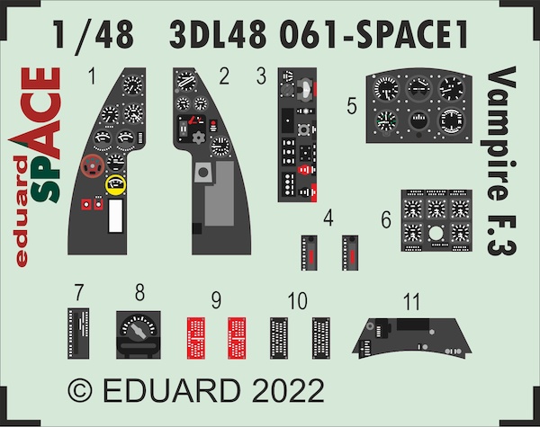 SPACE 3D Detailset Vampire F3 (Airfix) 3DL48061