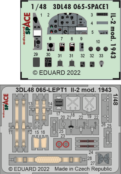 SPACE 3D Detailset Ilyushin IL2 Mod.1943 (Zvezda) 3DL48065