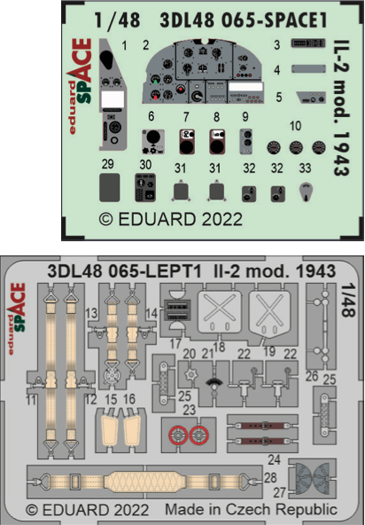 SPACE 3D Detailset Ilyushin IL2 Mod.1943 (Zvezda)  3DL48065