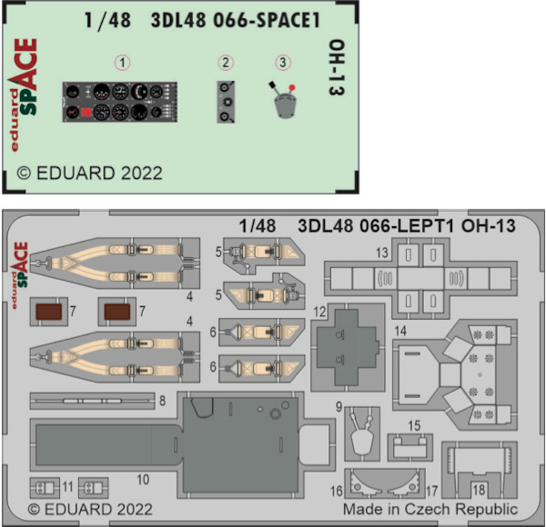 SPACE 3D Detailset Bell OH13 (Italeri)  3DL48066