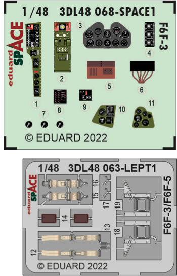 SPACE 3D Detailset Grumman F6F-3 Hellcat (Eduard)  3DL48068