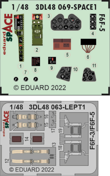 SPACE 3D Detailset Grumman F6F-5 Hellcat (Eduard)  3DL48069
