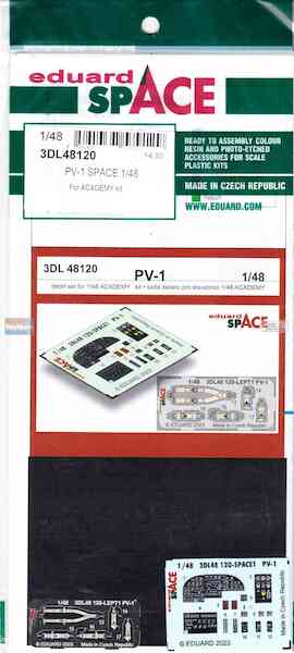 SPACE 3D Detailset Lockheed PV1 Venture Instrument Panel and seatbelts (Revell/Academy) 3DL48120