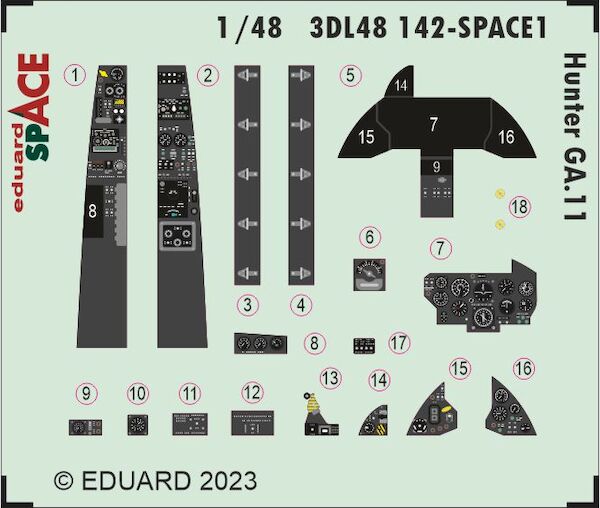 SPACE 3D Detailset Hawker Hunter GA11 (Airfix) 3DL48142