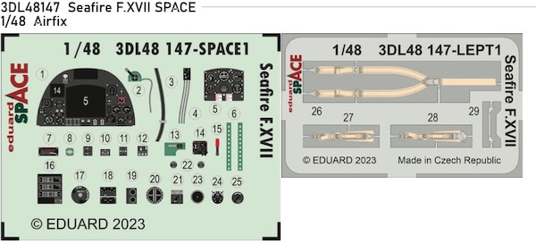 SPACE 3D Detailset Seafire F MkXVBII Instrument Panel and seatbelts (Airfix)  3DL48147