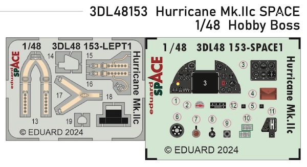 SPACE 3D Detailset Hawker Hurricane MKIIc Instrument panel and Seatbelts (Arma Hobby) 3DL48153