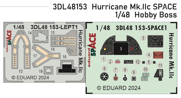 SPACE 3D Detailset Hawker Hurricane MKIIc  Instrument panel and Seatbelts  (Arma Hobby)  3DL48153