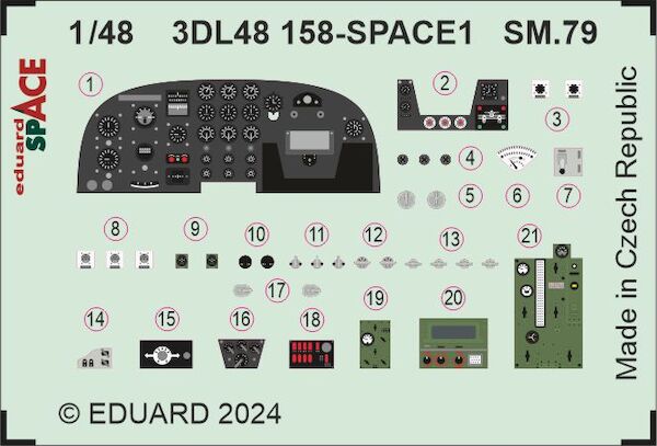 SPACE 3D Detailset Marchetti SM79 Sparviero (Classic Airframe / Eduard) 3DL48158