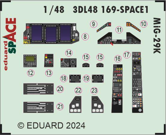 SPACE 3D Detailset Mikoyan MiG29K Fulcrum Instrument panel and Seatbelts  (Hobby Boss)  3DL48169