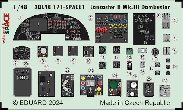 SPACE 3D Detailset Avro Lancaster B. MkIII Dambuster Instrument panel and Seatbelts (Hong Kong Models) 3DL48171