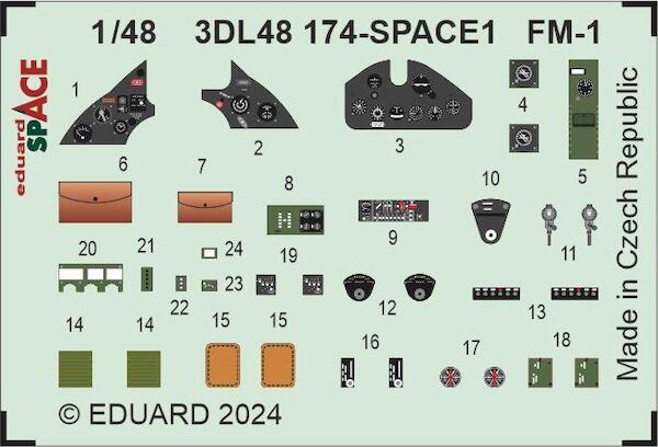 SPACE 3D Detailset General-Motors FM-1 Wildcat Instrument panel and Seatbelts (Eduard) 3DL48174
