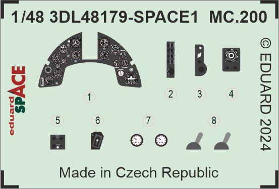 SPACE 3D Detailset Macchi MC.200 Saetta Instrument panel and Seatbelts  (Italeri)  3DL48179