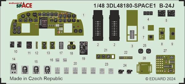 SPACE 3D Detailset B24J Liberator Instrument panel and Seatbelts  (Hobby Boss)  3DL48180