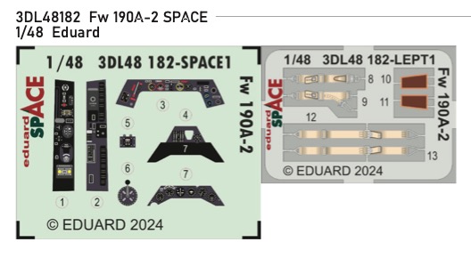 SPACE 3D Detailset Focke Wulf FW190A-2 Devastator Instrument panel and Seatbelts  (Eduard)  3DL48182