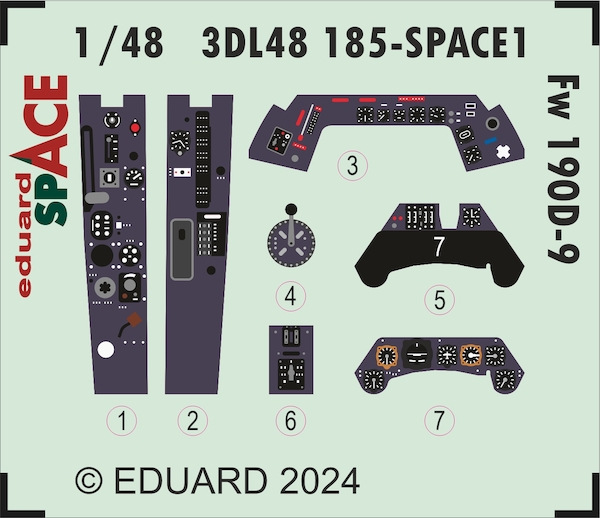 SPACE 3D Detailset Focke Wulf FW190D-9 Instrument panel and Seatbelts (Eduard 1048) 3DL48185