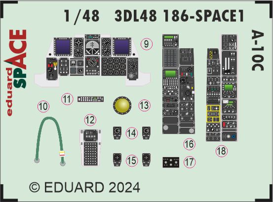 SPACE 3D Detailset Fairchild A10C Thunderbolt Instrument panel and Seatbelts  (Great Wall Hobby)  3DL48186