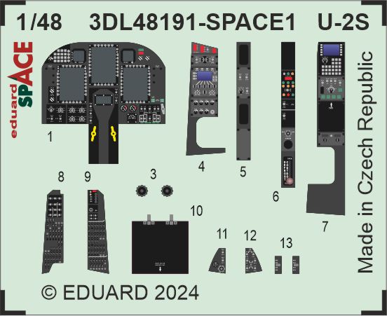 SPACE 3D Detailset Lockheed U2S Instrument panel and Seatbelts (Hobby Boss) 3DL48191