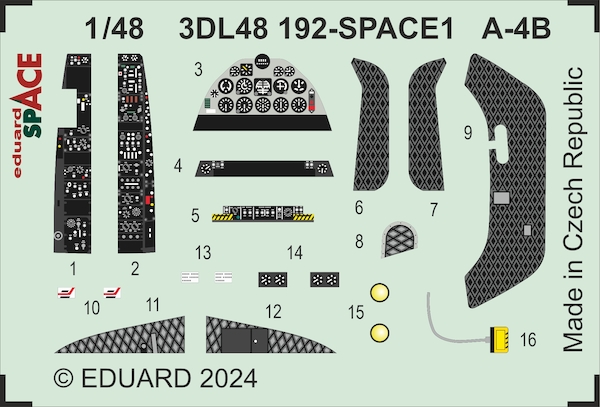 SPACE 3D Detailset Douglas A4B Skyhawk Instrument panel and Seatbelts (Hobby 2000/ Hasegawa) 3DL48192