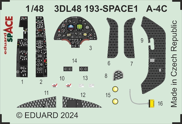 SPACE 3D Detailset Douglas A4C Skyhawk Instrument panel and Seatbelts (Hobby 2000/ Hasegawa) 3DL48193