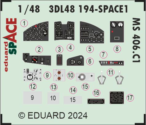 SPACE 3D Detailset Morane Saulnier MS406C.1 Instrument panel and Seatbelts (Dora Wings) 3DL48194