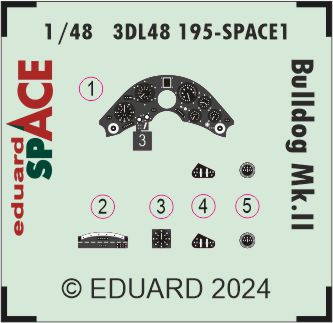 SPACE 3D Detailset Bristol Bulldog MKII Instrument panel and Seatbelts (Airfix) 3DL48195