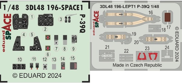SPACE 3D Detailset P39Q Airacobra Instrument panel and Seatbelts (Arma Hobby) 3DL48196