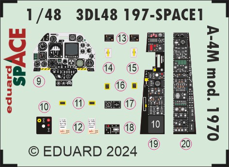 SPACE 3D Detailset A4M Skyhawk Mod. 1970 Instrument panel and Seatbelts  (Magic factory)  3DL48197