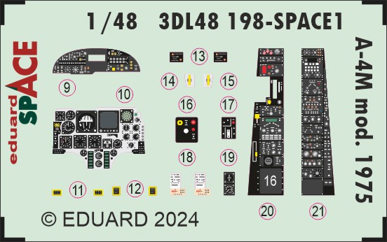SPACE 3D Detailset A4M Skyhawk Mod. 1975 Instrument panel and Seatbelts (Magic factory) 3DL48198