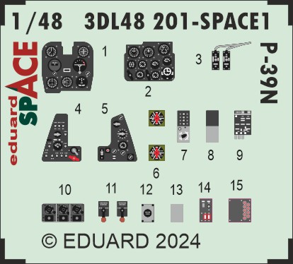 SPACE 3D Detailset P39N Airacobra Instrument panels and Seatbelts  (Arma Hobby)  3DL48201