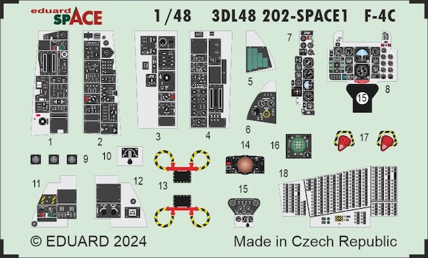 SPACE 3D Detailset F4C Phantom II Instrument panels and Seatbelts  (Hasegawa, Hobby 2000)  3DL48202