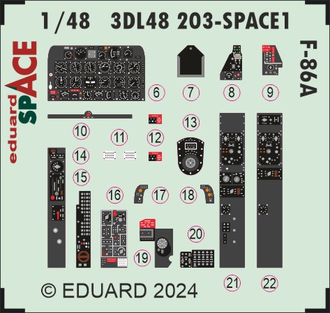 SPACE 3D Detailset F86A Sabre Instrument panel and Seatbelts (Clear Prop) 3DL48203