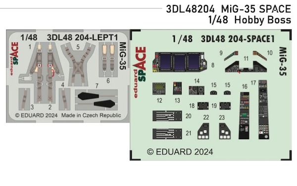 SPACE 3D Detailset MiG35 Fulcrum Instrument panel and Seatbelts  (Hobby Boss)  3DL48204