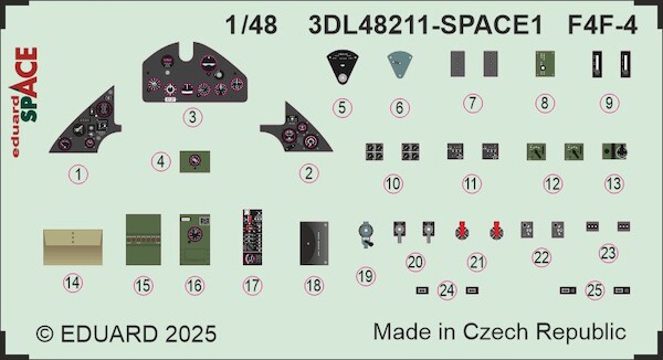 SPACE 3D Detailset F4F-4 Wildcat Instrument panel and Seatbelts  (Academy)  3DL48211