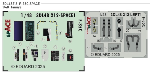 SPACE 3D Detailset F35C Lightning Instrument panel and Seatbelts  (Tamiya)  3DL48212