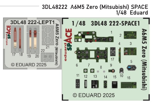 SPACE 3D Detailset Mitsubishi A6M5 Zero Instrument panel and Seatbelts (Eduard) 3DL48222