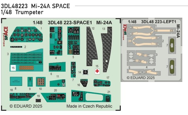SPACE 3D Detailset Mil Mi24 Hind A Instrument panel and Seatbelts  (Trumpeter)  3DL48223