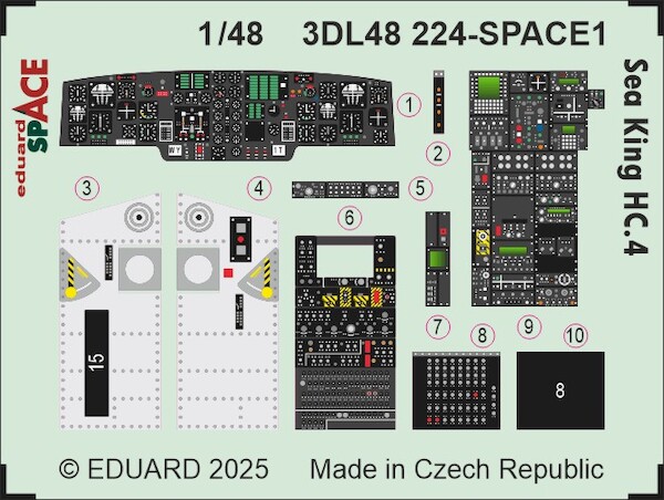 SPACE 3D Detailset Sea King HC4 Instrument panel and Seatbelts (Airfix) 3DL48224