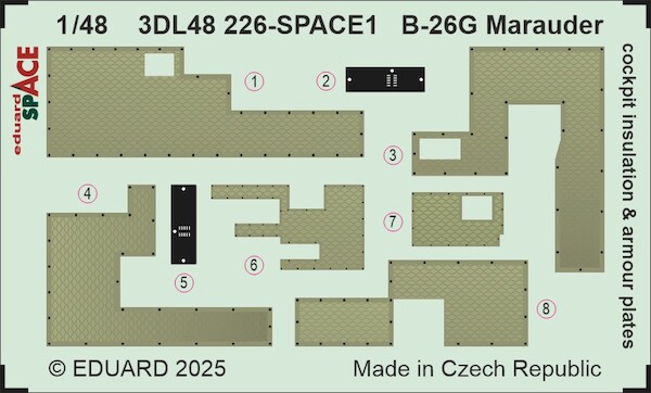 SPACE 3D Detailset B26G Marauder Cockpit Insulation and Armour Plates (ICM) 3DL48226