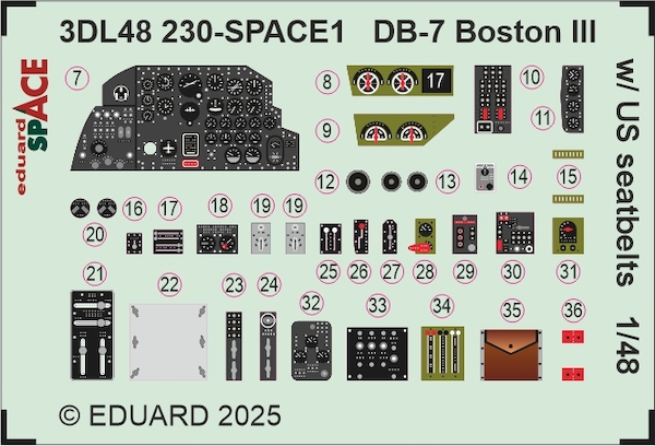 SPACE 3D Detailset DB7 Boston III with US Seatbelts (Hong Kong Models) 3DL48230