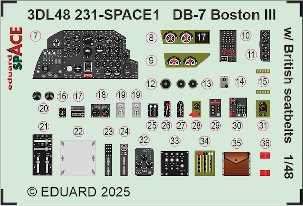 SPACE 3D Detailset DB7 Boston III with British Seatbelts (Hong Kong Models)  3DL48231