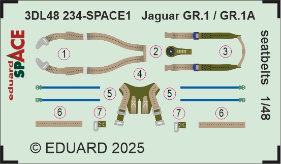 SPACE 3D Detailset Jaguar GR1/GR1A Seatbelts (Airfix) 3DL48234