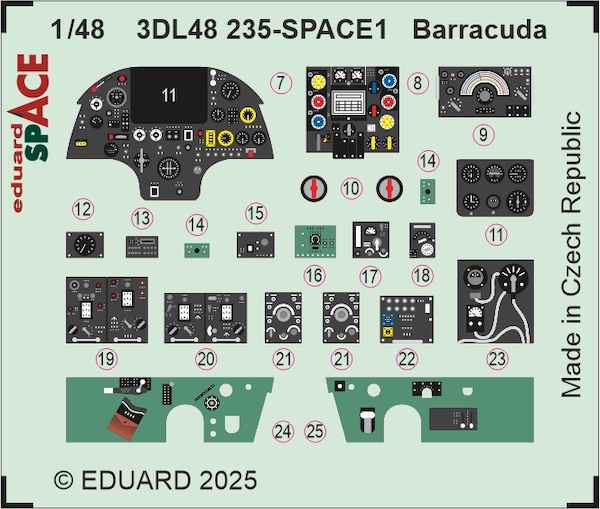 SPACE 3D Detailset Fairey Baracuda Instrument panel and Seatbelts (Trumpeter) 3DL48235