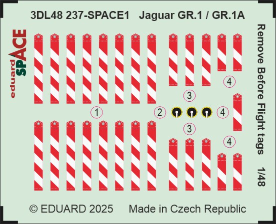 SPACE 3D Detailset Jaguar GR1/GR1A Remove Before Flight Tags  (Airfix)  3DL48237