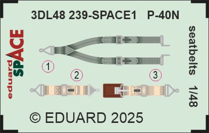 SPACE 3D Detailset Curtiss P40N Seatbelts  (Eduard)  3DL48239
