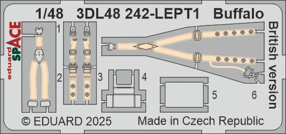 SPACE 3D Detailset Brewster F2A Buffalo -British Version-  Instrument Panels and Seatbelts  (Tamiya)  3DL48242